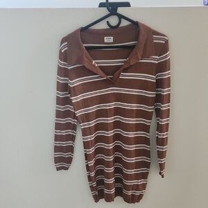 Cotton On Brown and White Striped Sweater Dress